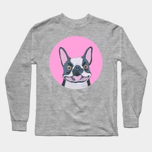 Smiling Boston Terrier Dog Long Sleeve T-Shirt